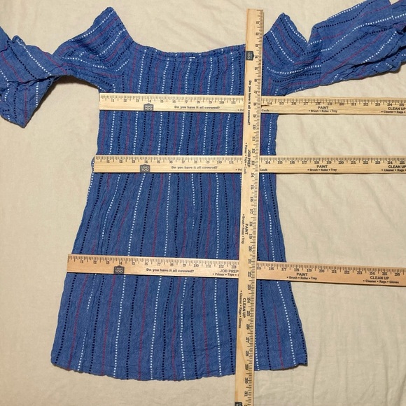 Mud Pie 100% Cotton Red, White, and Blue Blouse with Ruffled Sleeves - Picture 2 of 11